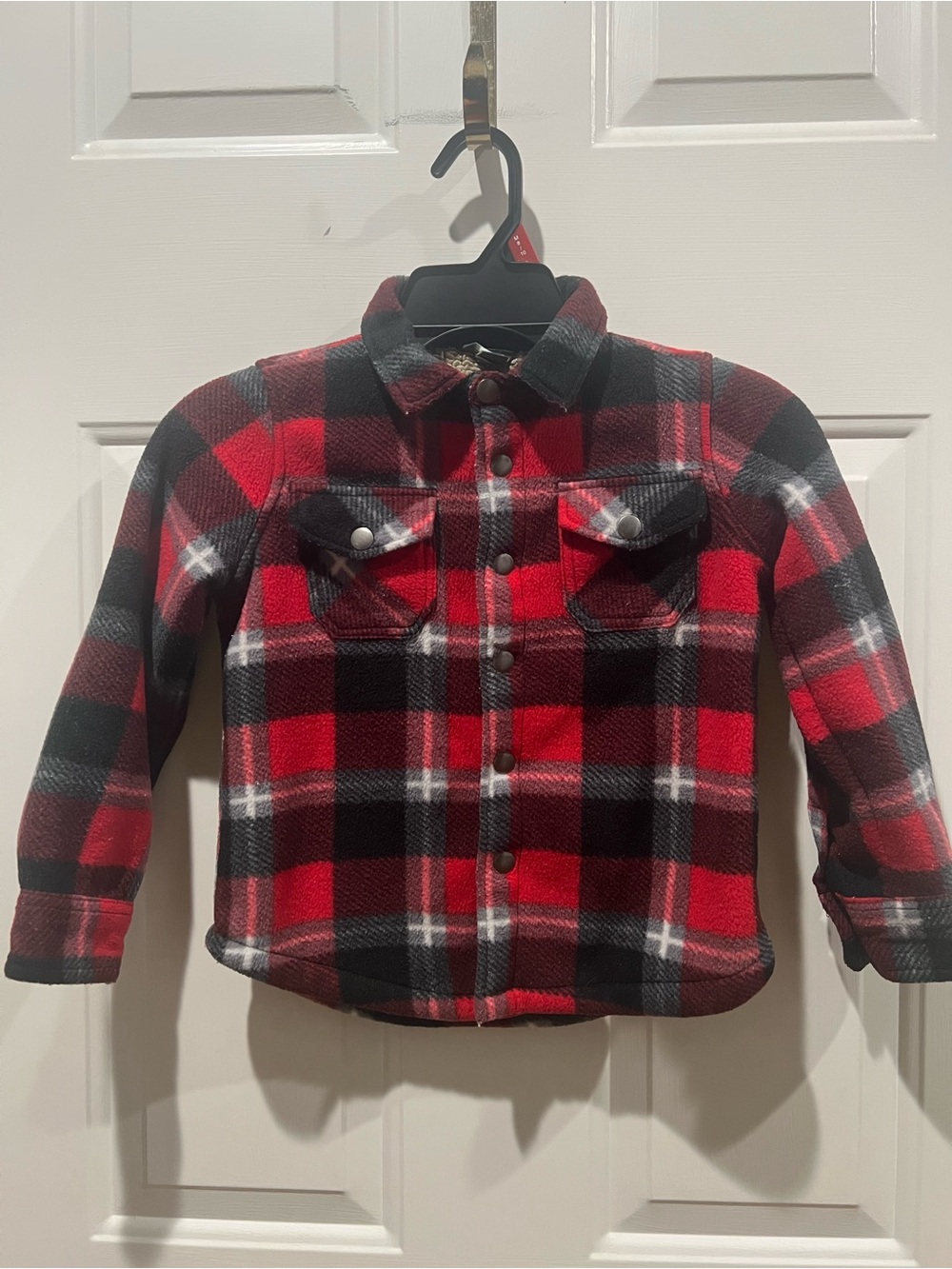 Eddie Bauer Red and Black Plaid Button-Down Shirt Jacket